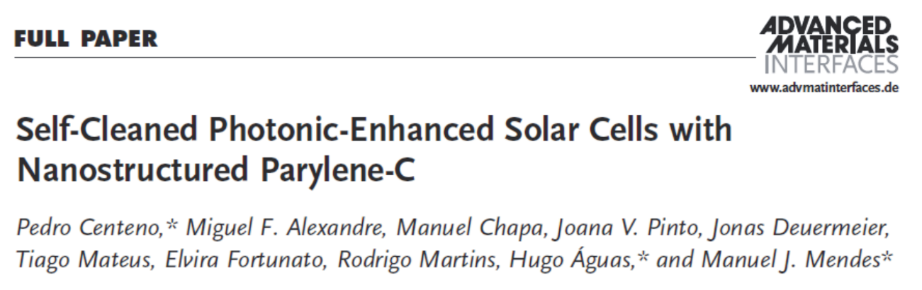 Self Cleaned Photonic Enhanced Solar Cells with Nanostructured Parylene C