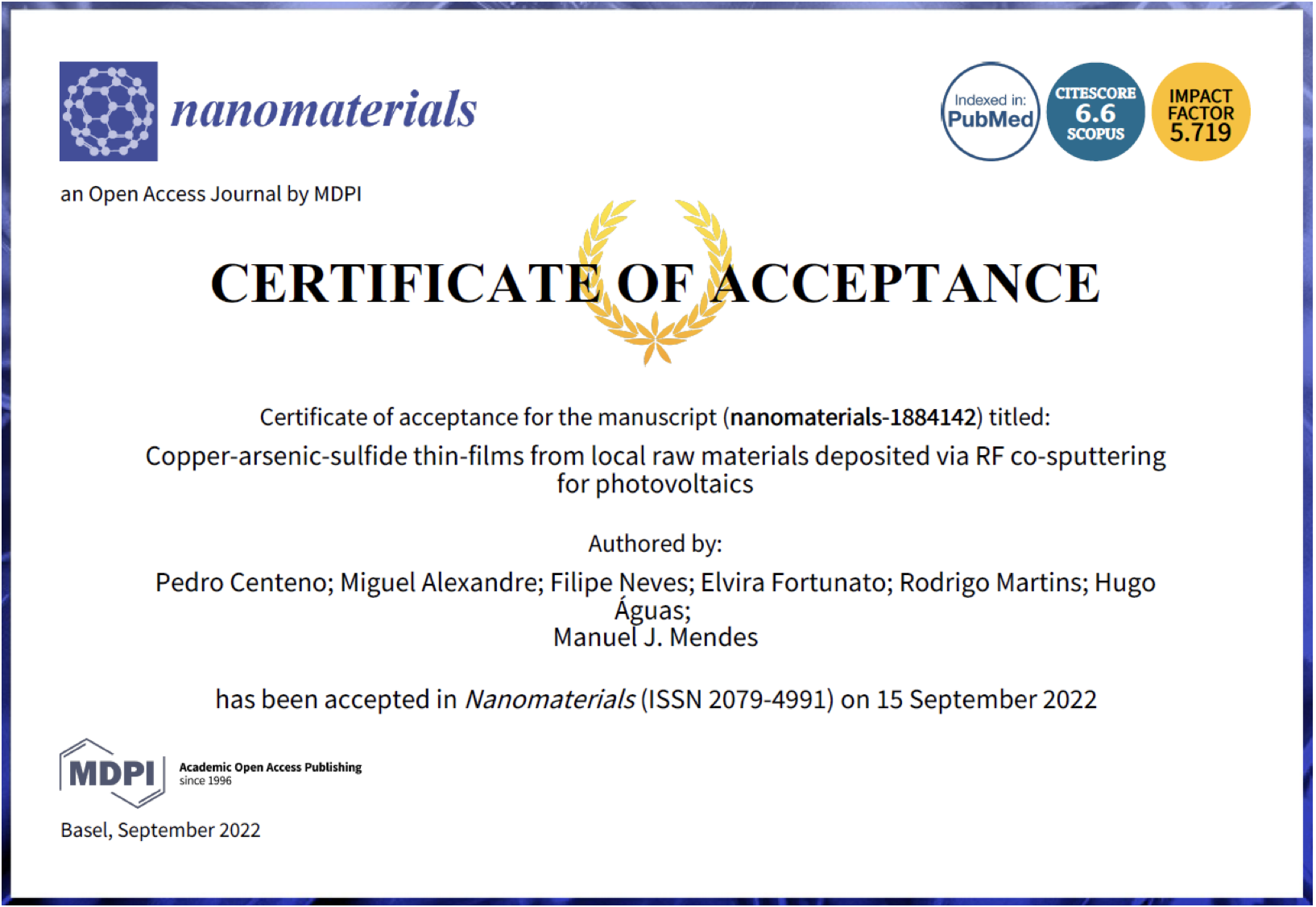 Article accepted in Nanomaterials journal 1