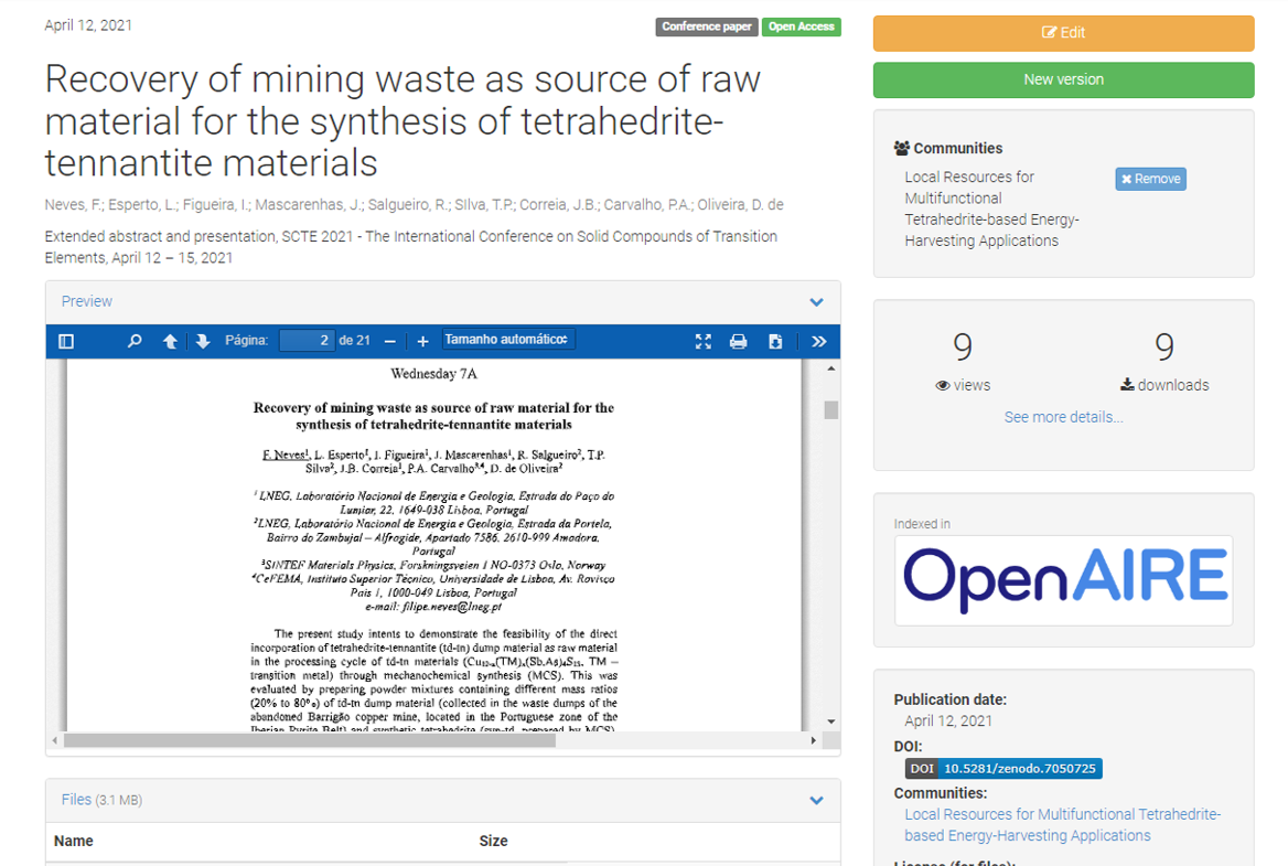 Extended abstract Recovery of mining waste